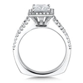 Halo Style Engagement Ring For A Princess-Cut Center